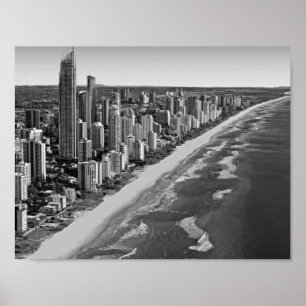 Poster Black and White Australia Gold Coast