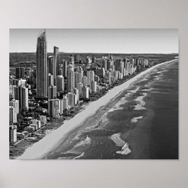 Poster Black and White Australia Gold Coast (Devant)