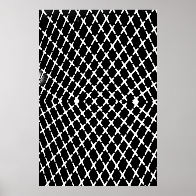 Poster Black and white checkered illustration (Devant)