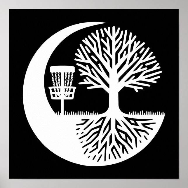 Poster Black and White Disc Golf Silhouette  (Devant)