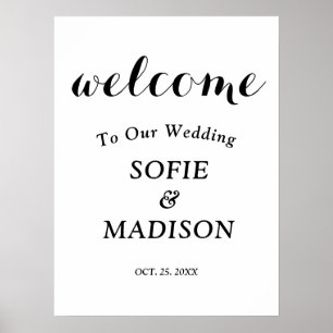 Poster Black and white elegant Wedding Welcome 