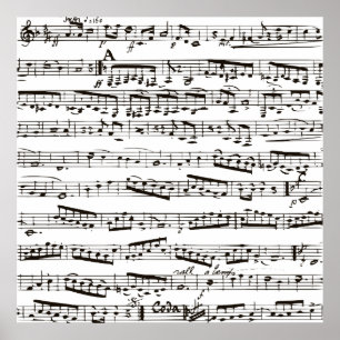 Poster Black and white musical notes