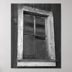 Poster Black and White Old Barn Window
