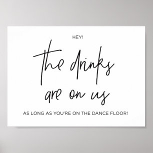 Poster Black and White Open Bar Modern Wedding Sign
