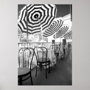 Poster Black And White Restaurant Tables