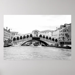 Poster Black and White Rialto Bridge, Venice.