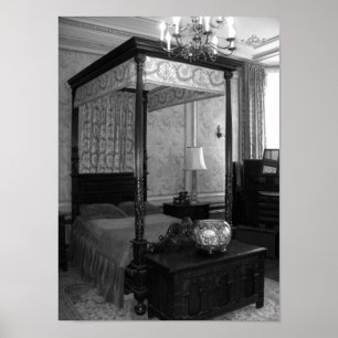 Poster Black And White Vintage Bedroom Photograph