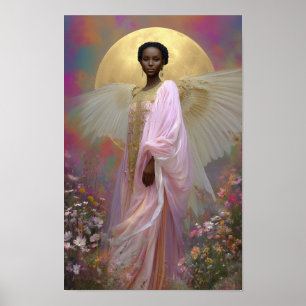 Poster Black Angel Goddess Art Imprimer : Rose Gold Flora