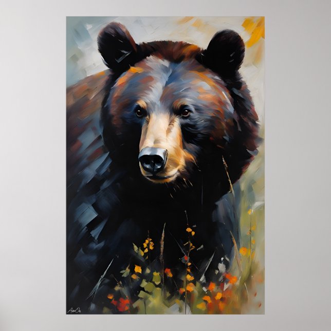 Poster | Black Bear | Oil Painting Style  (Front)