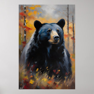 Poster | Black Bear | Oil Painting Style