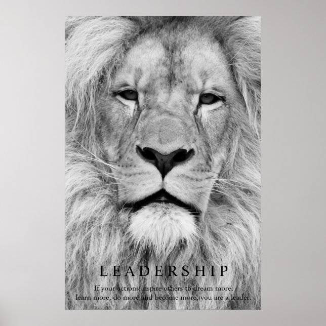 Poster Black Blanc Motivation Leadership Lion Eyes (Devant)