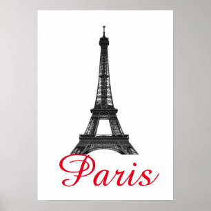Poster Black Blanc Tour Eiffel Paris Love City Travel
