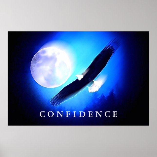 Poster Black Blue Landing Eagle Motivational Confiance (Devant)