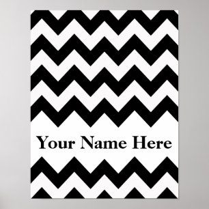 Poster Black Bold Chevron avec monogramme