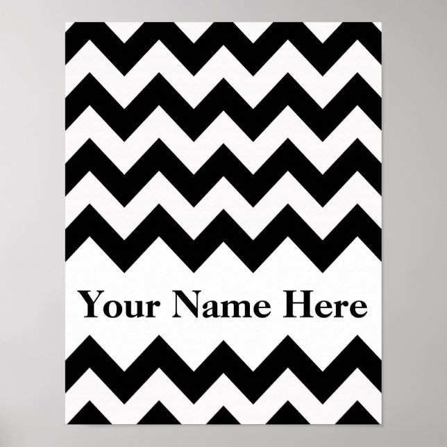 Poster Black Bold Chevron avec monogramme (Devant)