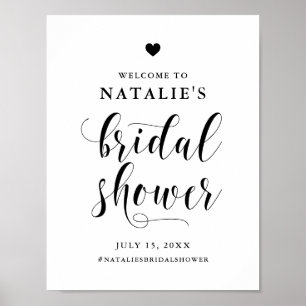 Poster Black Bold Script Bridal Shower Welcome 