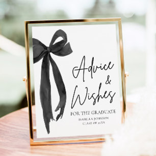 Poster Black Bow Grad Party Graduation Conseils et souhai