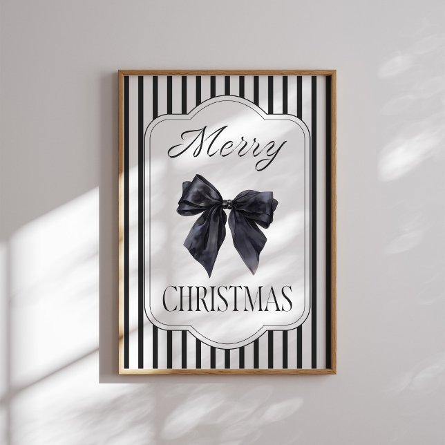 Poster Black Bow Joyeux Mur de Noël Art (Créateur téléchargé)