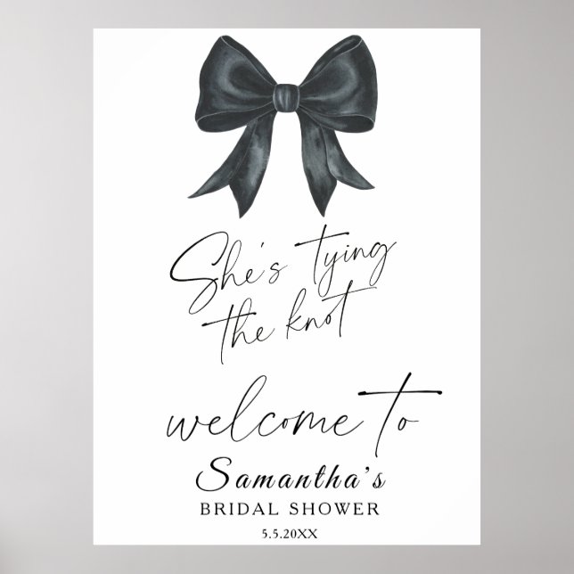 Poster Black Bow She's tying the knot Bridal Welcome (Devant)