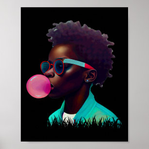 Poster Black Boy Joy Bubble Gum Fun African Melanin Princ