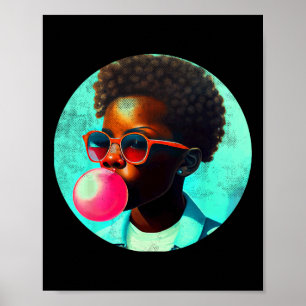 Poster Black Boy Joy Bubble Gum Fun African Melanin Princ