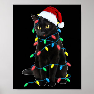 Poster Black Cat Christmas Tree Luminations Amusants Père