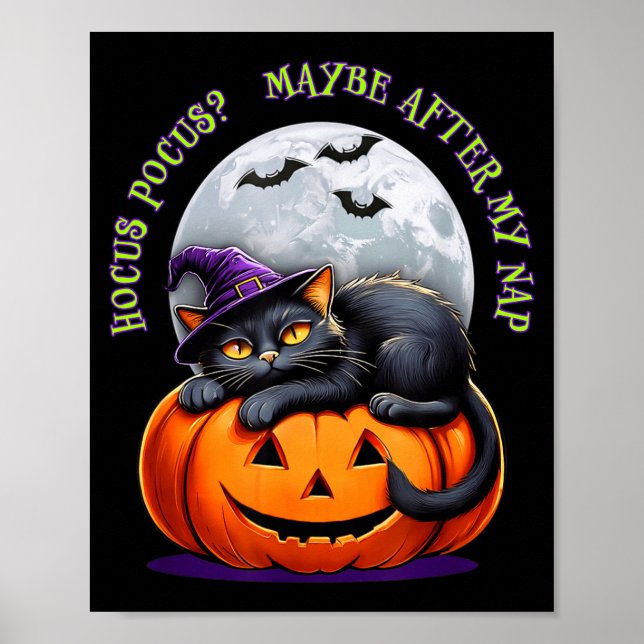 Poster Black Cat Halloween Funny Pumpkin Costume Gift  (Devant)