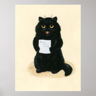 Poster Black Cat Home Sweet Home Secourt Shelter Cute