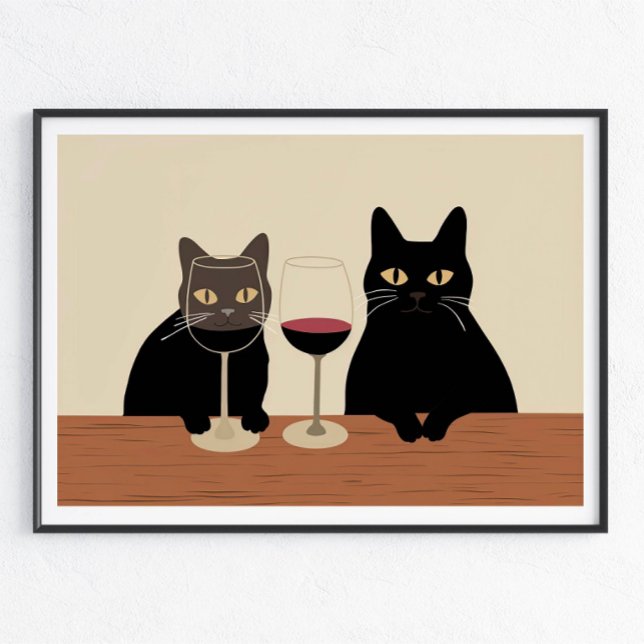 Poster Black Cat Wine Lover  (Créateur téléchargé)