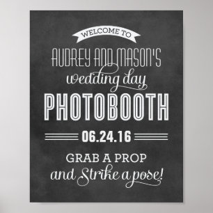 Poster Black Chalkboard Wedding Photobooth Welcome