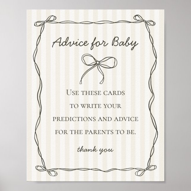 Poster Black Coquette Bow Conseils pour le jeu Baby showe (Devant)