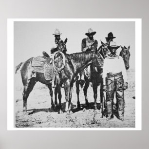 Poster Black Cowboys à Bonham, Texas, vers 1890 (photo b/