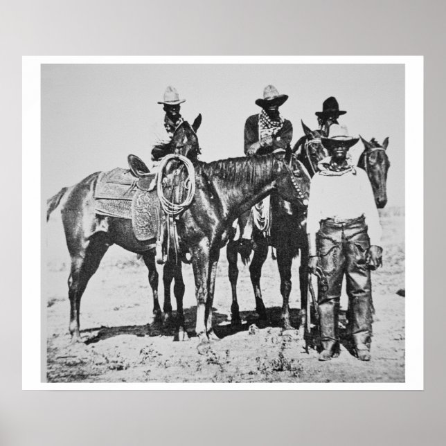 Poster Black Cowboys à Bonham, Texas, vers 1890 (photo b/ (Devant)