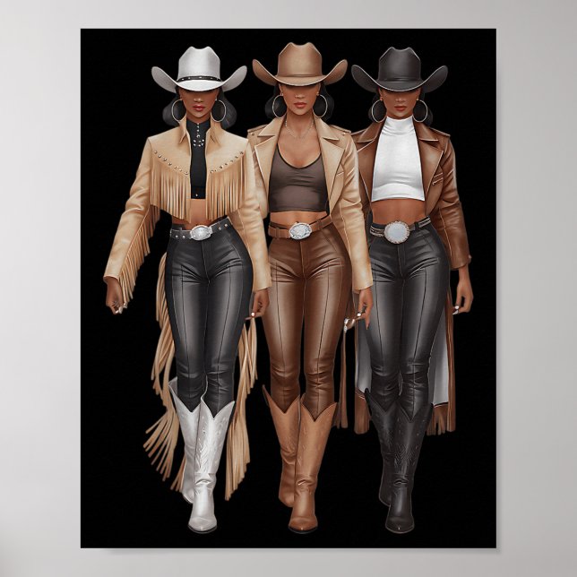 Poster Black Cowgirl Western Rodeo Melanin Cowgirl  (Devant)