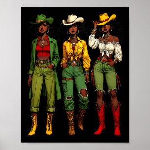 Poster Black Cowgirl Western Rodeo Melanin JunetDix Bla