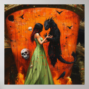 Poster Black Dragon Shadow Work Witchy AI Art Matte Value