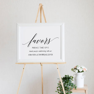 Poster Black Elegant Typography Wedding Favors Sign