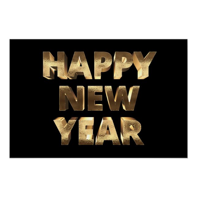 Poster Black et Gold Look Texte Bonne année (Devant)