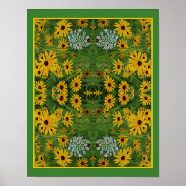 Poster Black Eyed Susan Daisy Flower Peinture Abstraite (Devant)