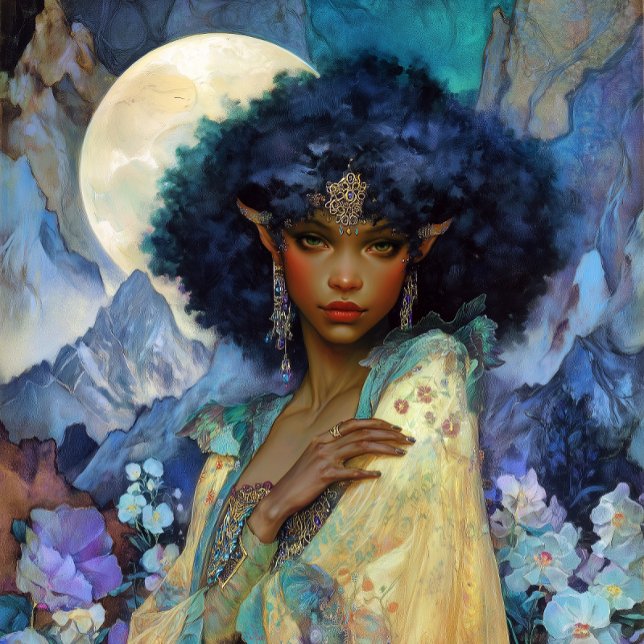 Poster Black Fantasy Art Black Elf Queen Goddess (Créateur téléchargé)