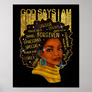 Poster Black Girl God Dit Que Je Suis Noir Melanin Histoi