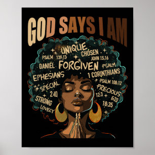 Poster Black Girl God Dit Que Je Suis Noir Melanin Histoi