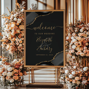 Poster Black Gold Agate Coins 24x32 Mariage Bienvenue