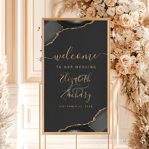 Poster Black Gold Agate Coins 32x48 Mariage Bienvenue