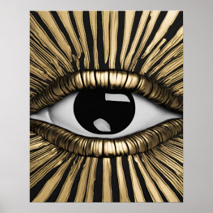 Poster Black Gold Eye Wall Art