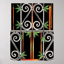 Black Gold Green GUANTANAMO Papier Collage