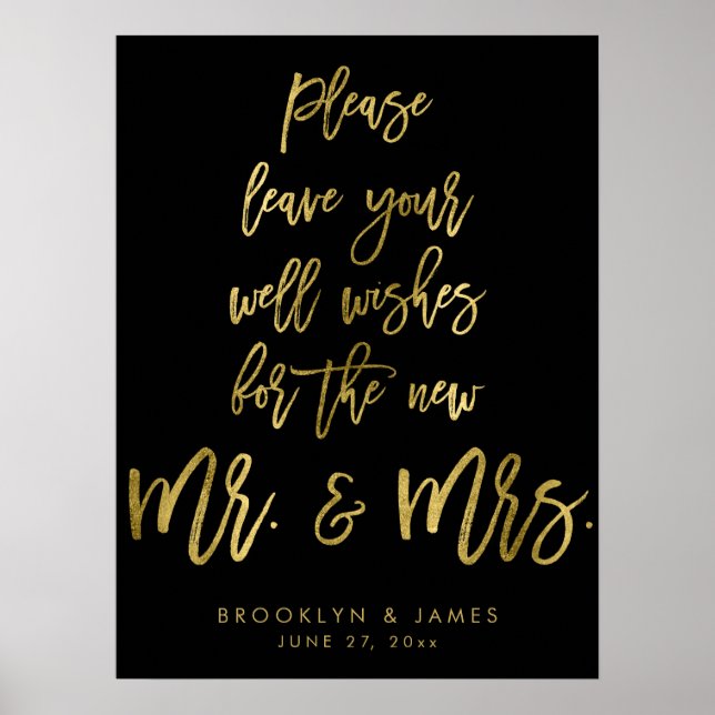 Poster Black Gold Laisser votre bien désiré Signal Mariag (Devant)