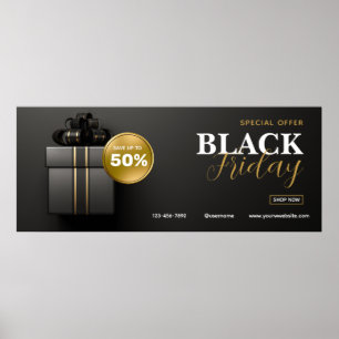 Poster Black Gold Modern Black Vendredi Vente à l'extérie