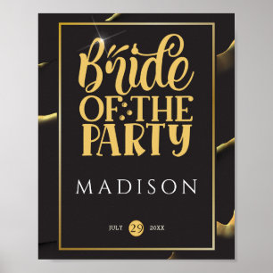 Poster Black Golden Abstract Fabulous Fun Bridal Shower 