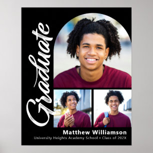 Poster Black Graduation 3 Photo Bold Arch Blanc Script